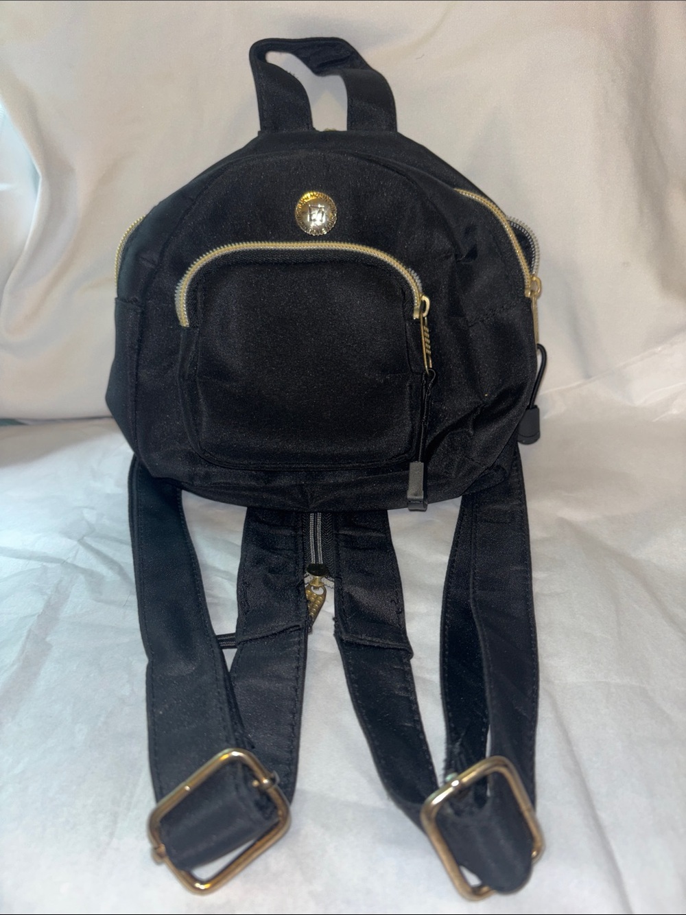 Stone Mountain Accessories Black Mini Backpack with Gold Hardware